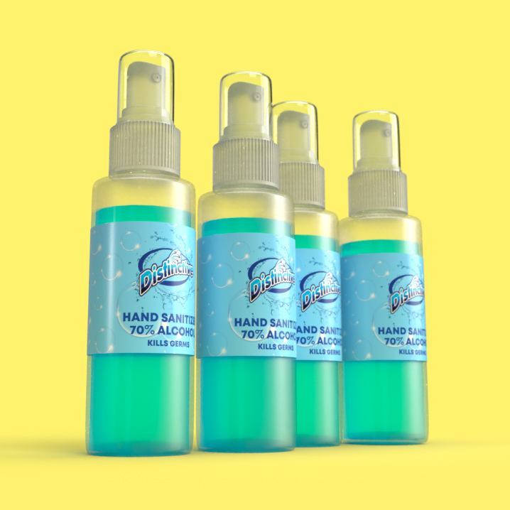 3D Mockup of Hand sanitizer spray bottle label design
