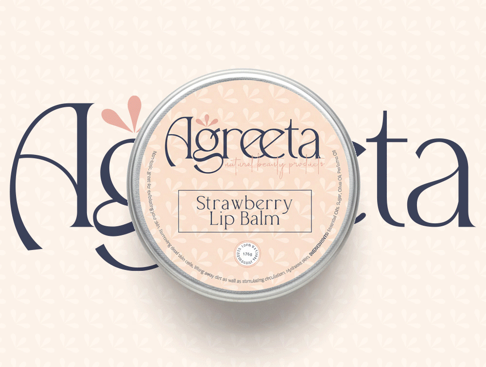 Agreeta logo design with lip balm packaging concept