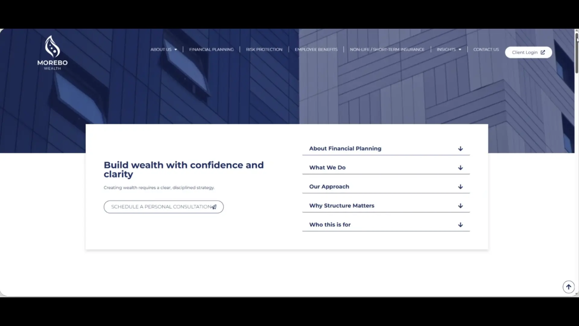 Morebo website video showing entire website design