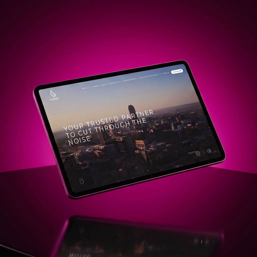 Morebo website homepage shown on tablet, 'Your Trusted Partner to Cut Through the Noise'